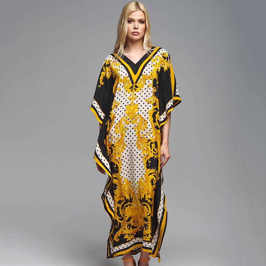 Dame Gulvlængde Kaftan med kunstnerisk Barokdesign Stilla