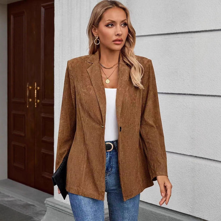 Kvinders elegante blazer lavet af velour blødt stof med en struktureret overflade Stilla