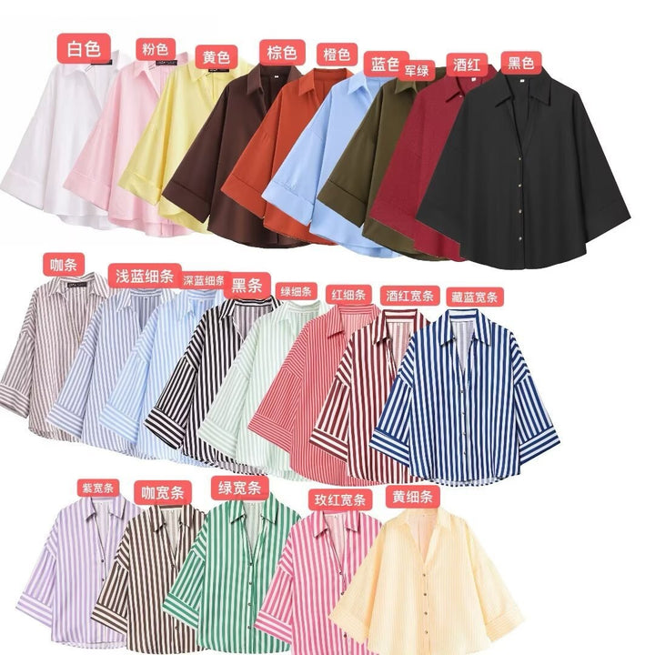 Dame skjorte bluse med afslappet snit og elegante 3/4-ærmer Skovae