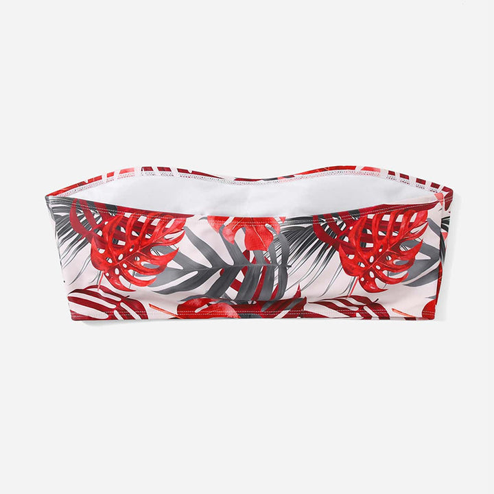 Dame bandeau bikini top med blomstermønster og elastisk støtte Skovae