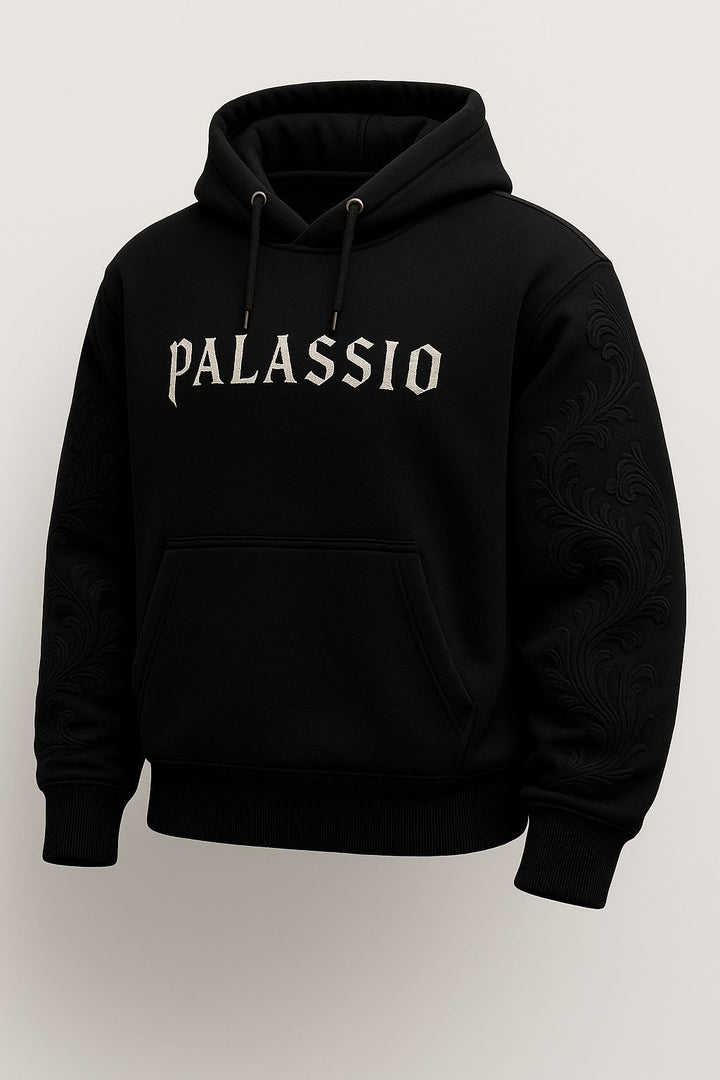 Unisex nan Premium-Hoodie med tonalt reliefbroderi på ærmerne, dobbelt hætte og kængurulomme Skovae