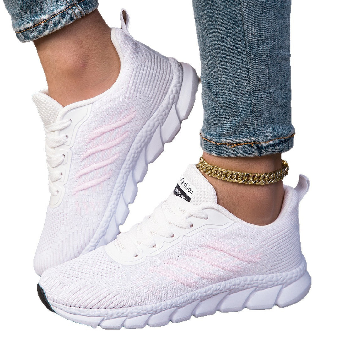 Dame nan strikket slip-on sneaker med elastisk skaft, dekorativ snøring og segmenteret dæmpningssål Skovae