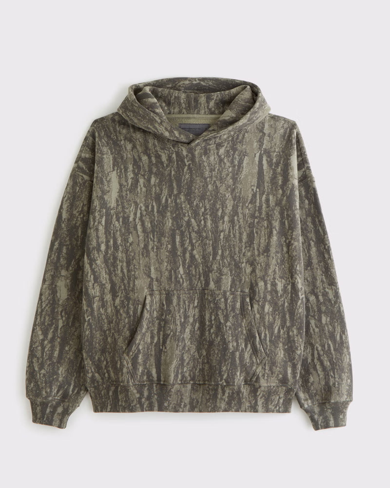 Unisex nan loose hoodie sweat med diskret blæremønster, dobbelt hætte uden snøre og kengurulomme Skovae