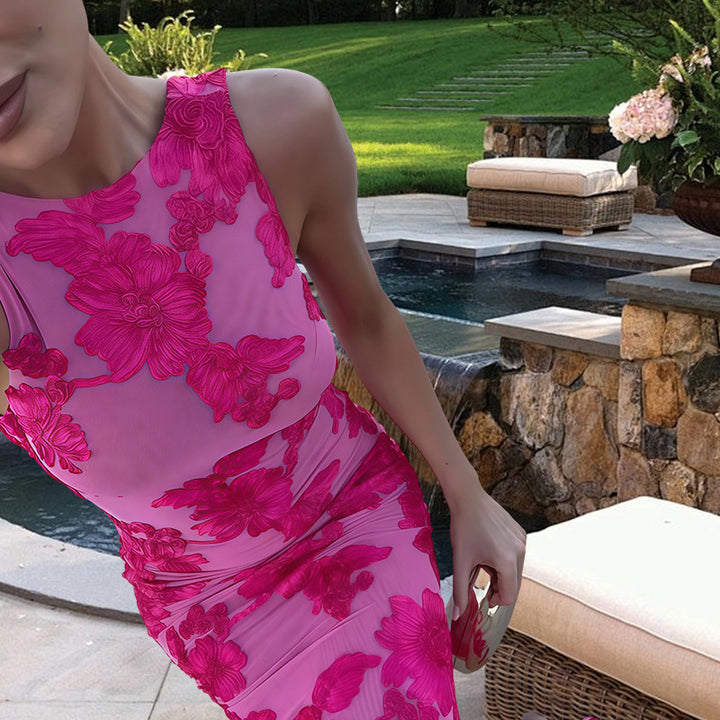 Kvindernes Bodycon kjole med blomster mønster og elegant snit Skovae