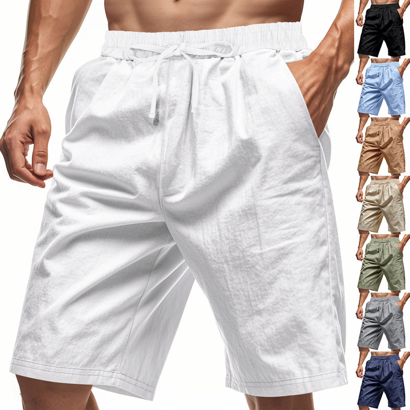 Herre nan afslappede bermudashorts i bomuldsblanding med elastisk livline snor og sidelommer Skovae
