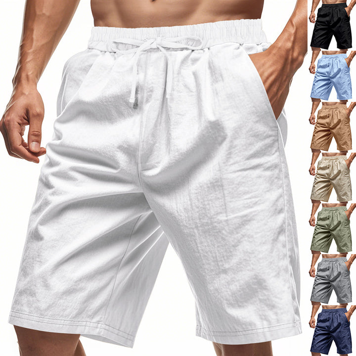 Herre nan afslappede bermudashorts i bomuldsblanding med elastisk livline snor og sidelommer Skovae