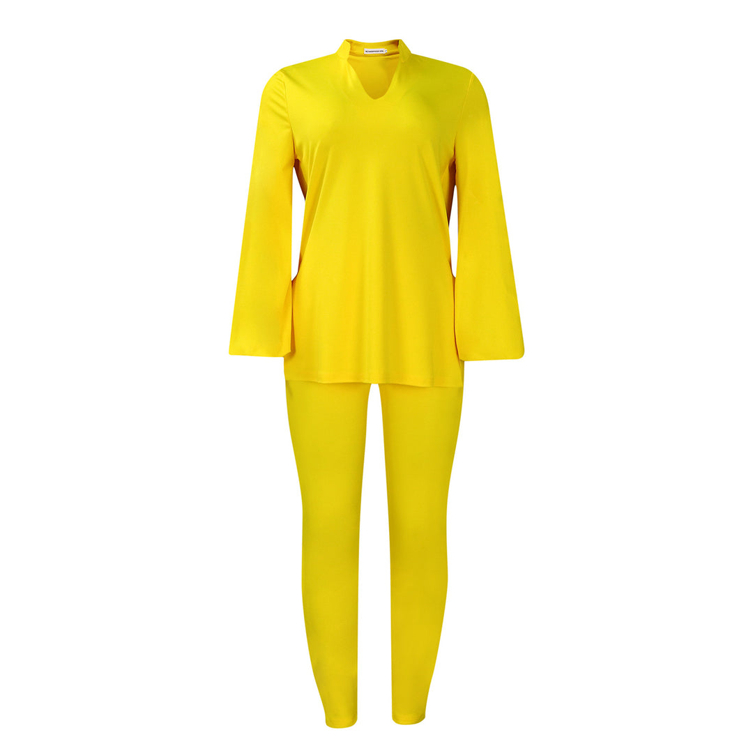 Dame afslappet to-dels sæt med elegant bluse og lange leggings Stilla