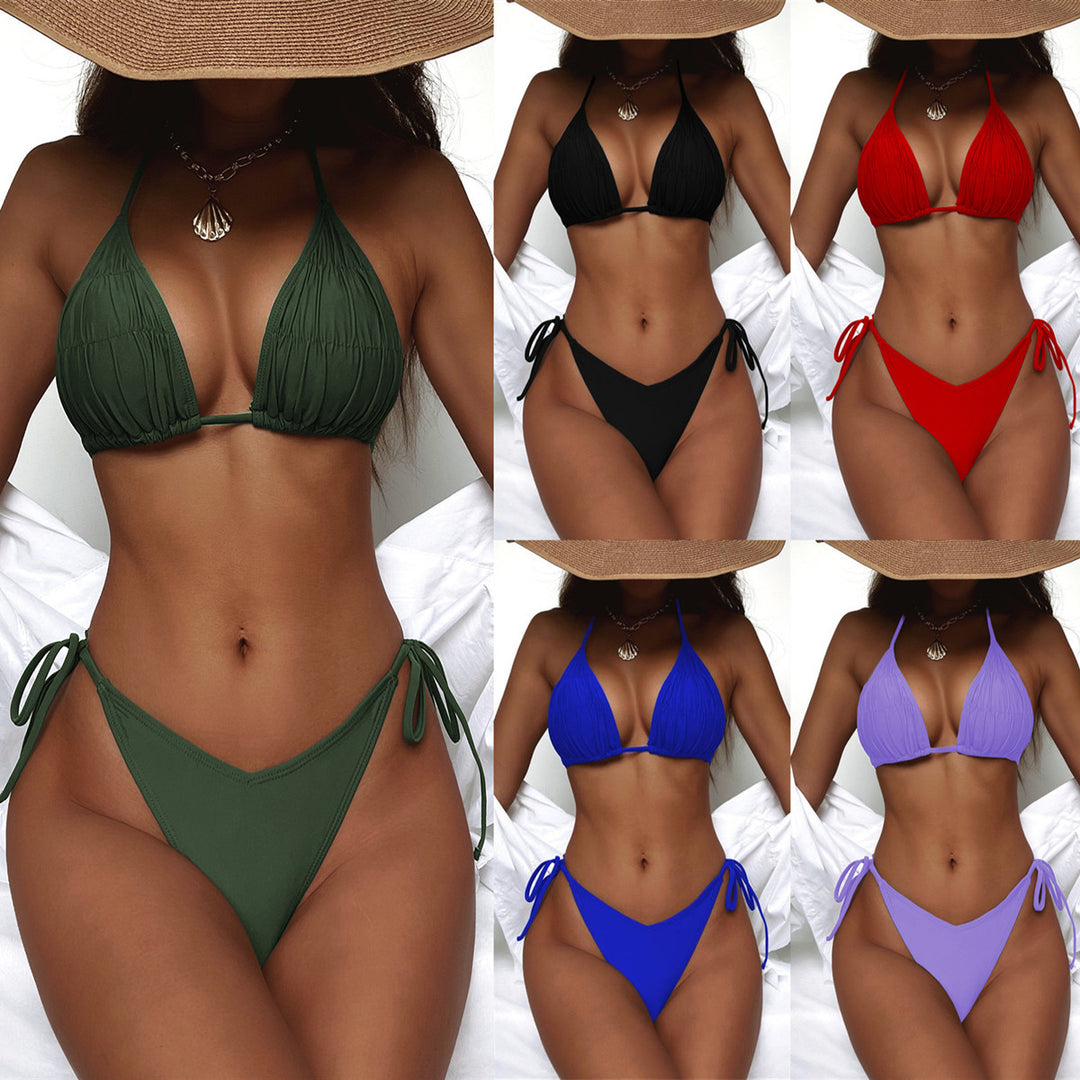 Dame triangel-bikini med fint flæse-detalje Skovae