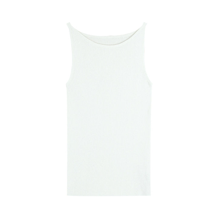Dame ærmeløs rib-top i fin bomuldsblanding Stilla