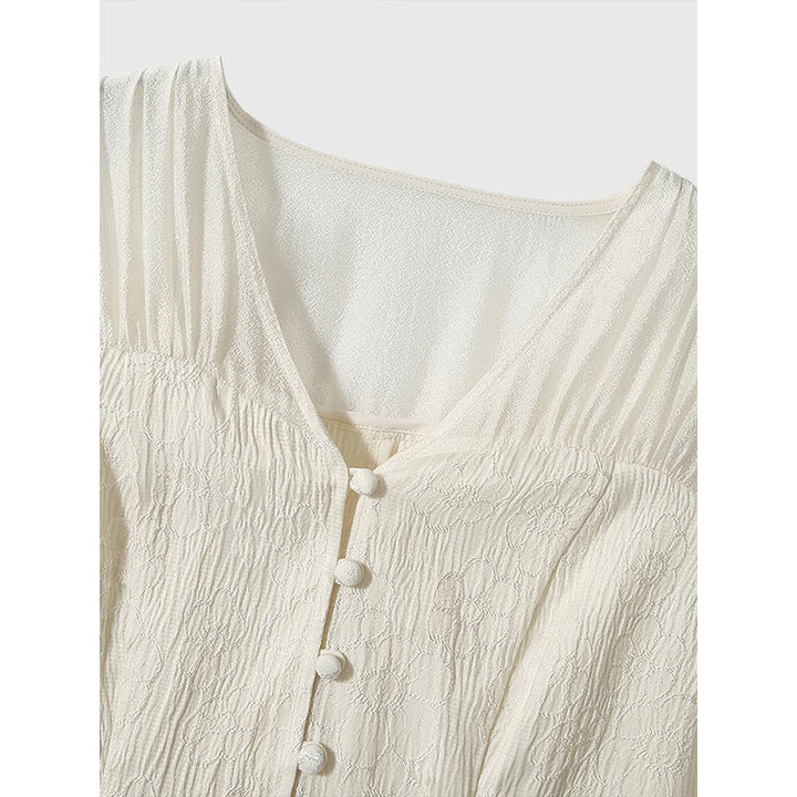 Damer elegant bluse med drapering og fine spidsede accenter Stilla