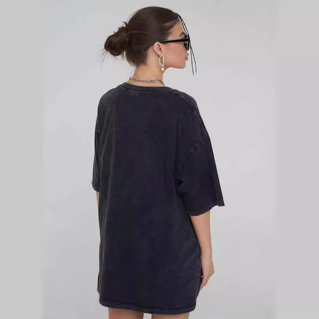 Dame Oversized T-Shirt med afslappet cartoon-tryk og høj kvalitet vintage-effekt Stilla