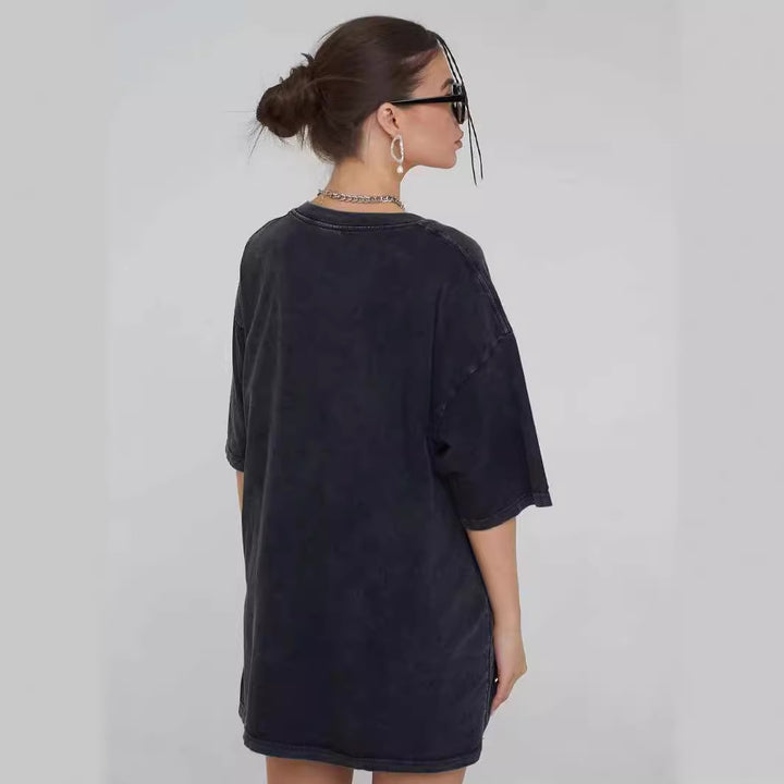 Dame Oversized T-Shirt med afslappet cartoon-tryk og høj kvalitet vintage-effekt Stilla