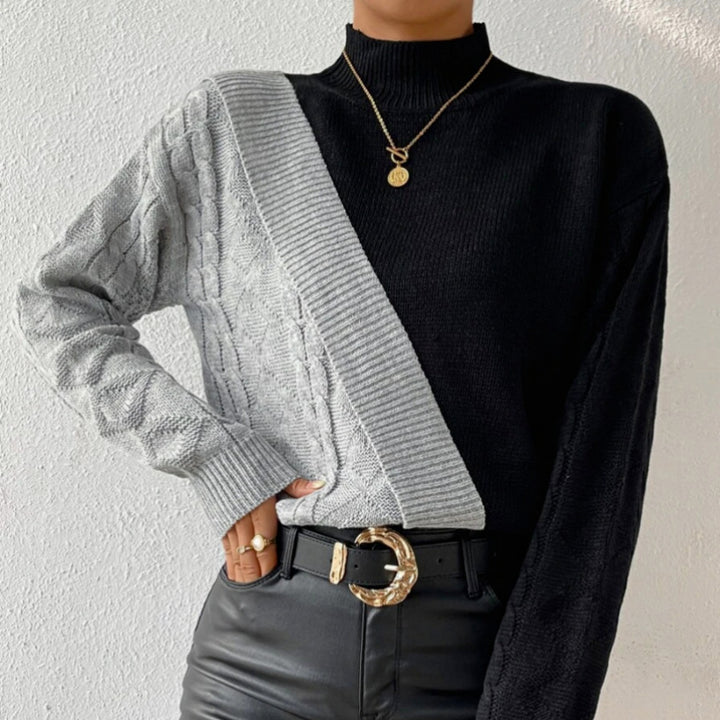 Femme Kabelstrik Farveblok Pullover Stilla