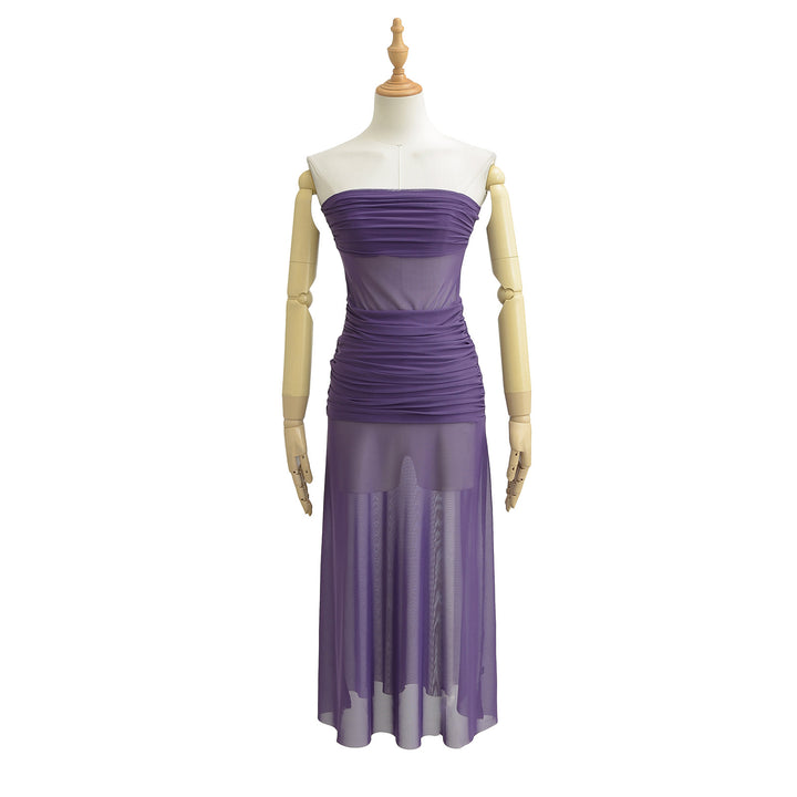 Dame Elegant Maxikjole med svajende nederdel og raffineret drapering-design Stilla
