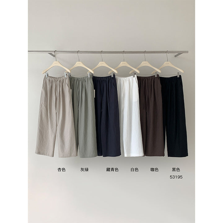 Kvinder brede linned-culotte med elastisk talje og sidelommer Stilla
