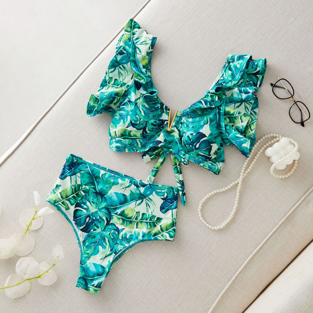 Dame Bikini-sæt med legende ruffled design og høj talje Stilla