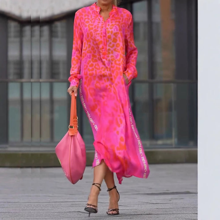 Damer Maxikjole med mode leopardmønster og glitrende detaljer Stilla