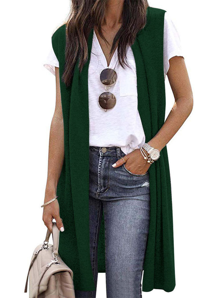 Dame strik vest i casual oversized design med åbne fronter og kort ærmelængde Stilla