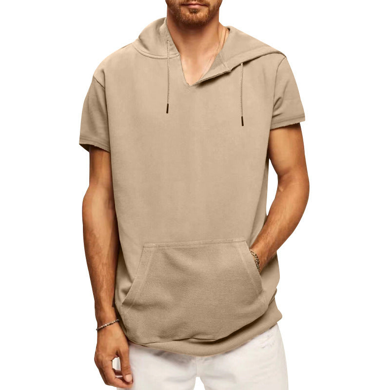 Herre afslappet hætte-T-shirt med frontlomme og moderne snit Stilla