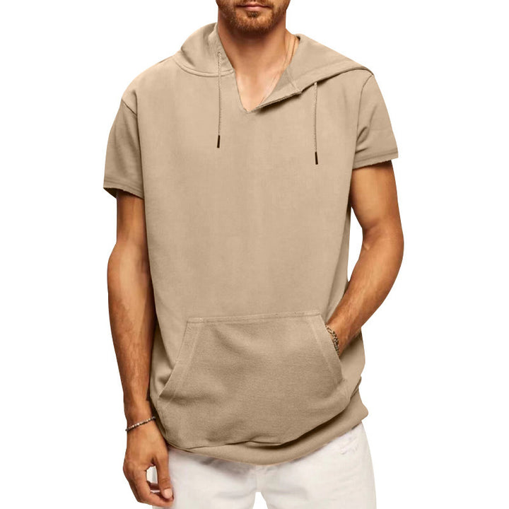 Herre afslappet hætte-T-shirt med frontlomme og moderne snit Stilla