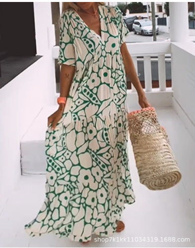 Dame Maxikjole med blomstret design Stilla
