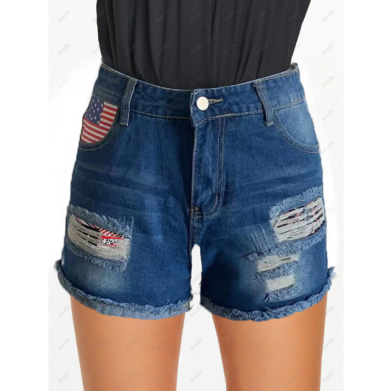 Dame Vintage Denim Shorts med Destroyed-Optik Stilla