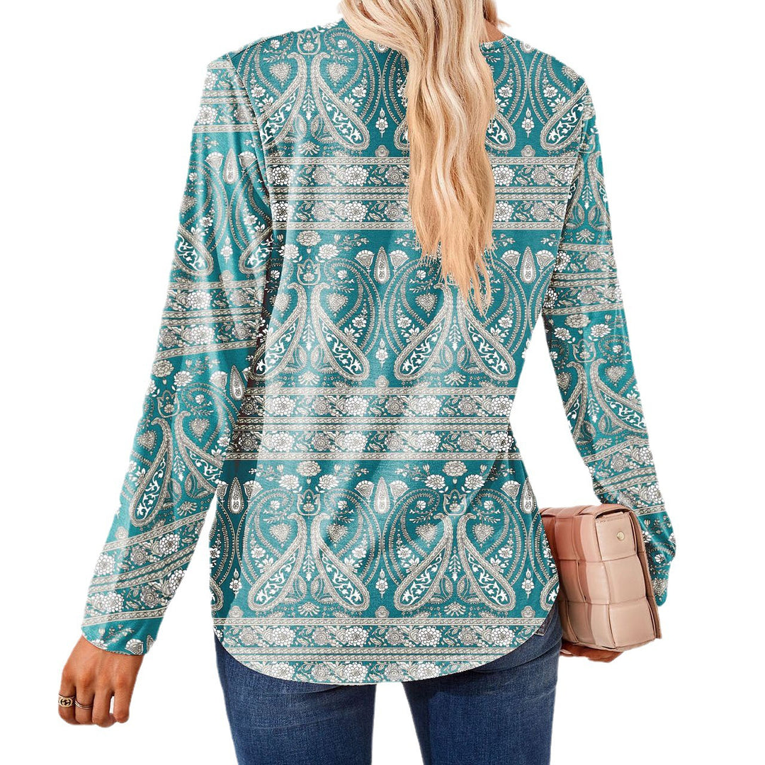 Damer bluse med blomster jacquard-mønster og løs pasform Stilla