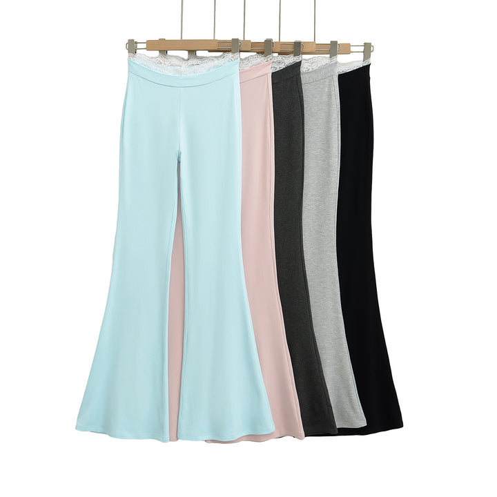 Dame Flared Leggings med elastisk linning og fint spidspynt Stilla