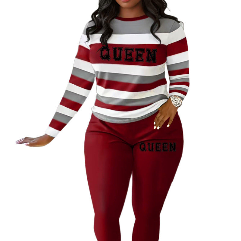 Femme Cozy Stribet Loungewear-Sæt Stilla