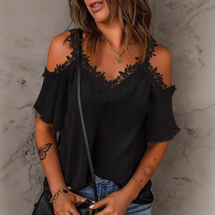 Dame Cold Shoulder Blonde-Detail Top Stilla
