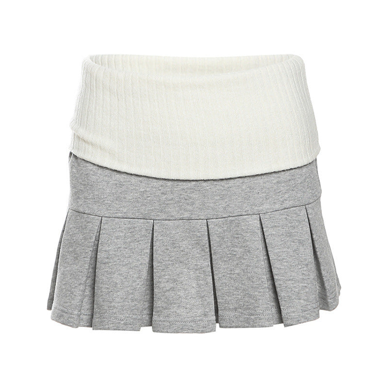 Dame plis nederdel med elastisk talje og trendy design Stilla