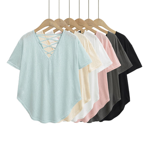 Dame afslappet T-shirt med raffineret rygdetail Stilla
