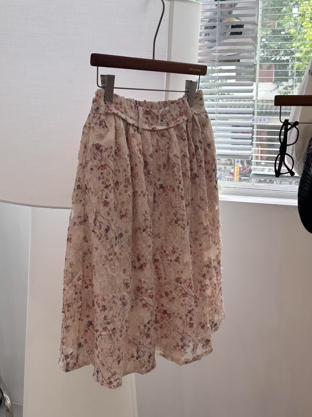 Dame Floral Print Plisseret Midi Nederdel Stilla