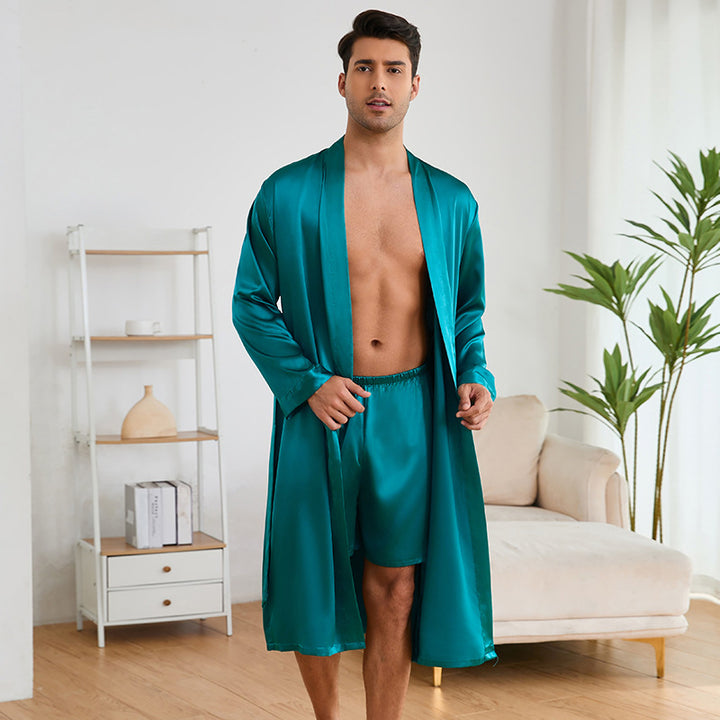 Herren Satin Morgenkåbe med luksuriøs finish og praktiske lommer Stilla