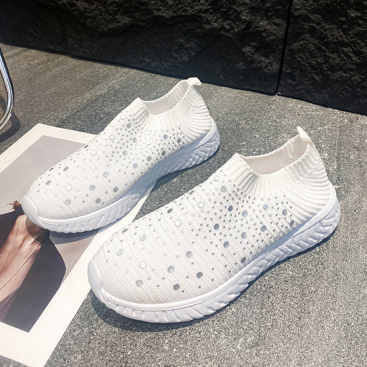 Dame Sneakers med åndbart strikmateriale og fashionable detaljer Stilla