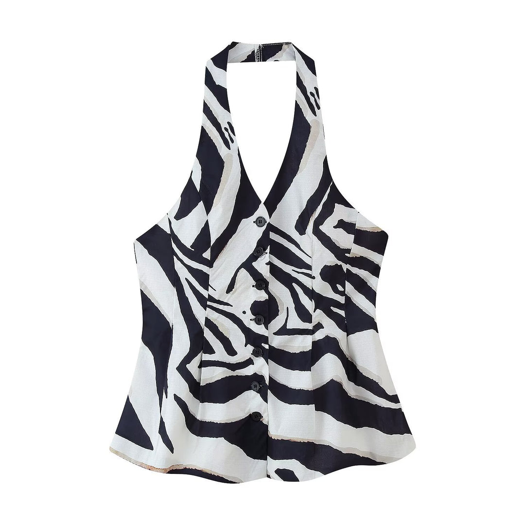 Dame vidde Palazzo-bukser med zebra-mønster Stilla