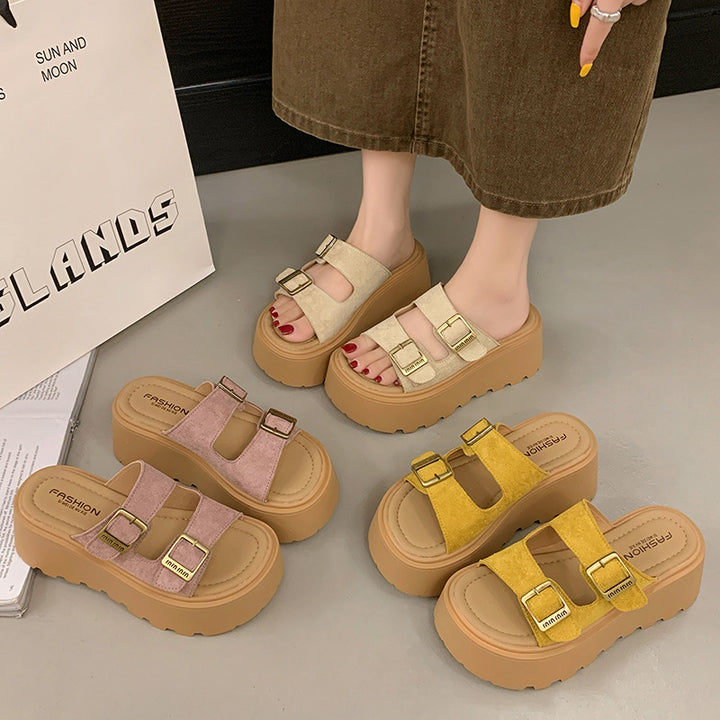 Dame platform-sandaler med dobbelt stropdesign og skridsikker sål Stilla