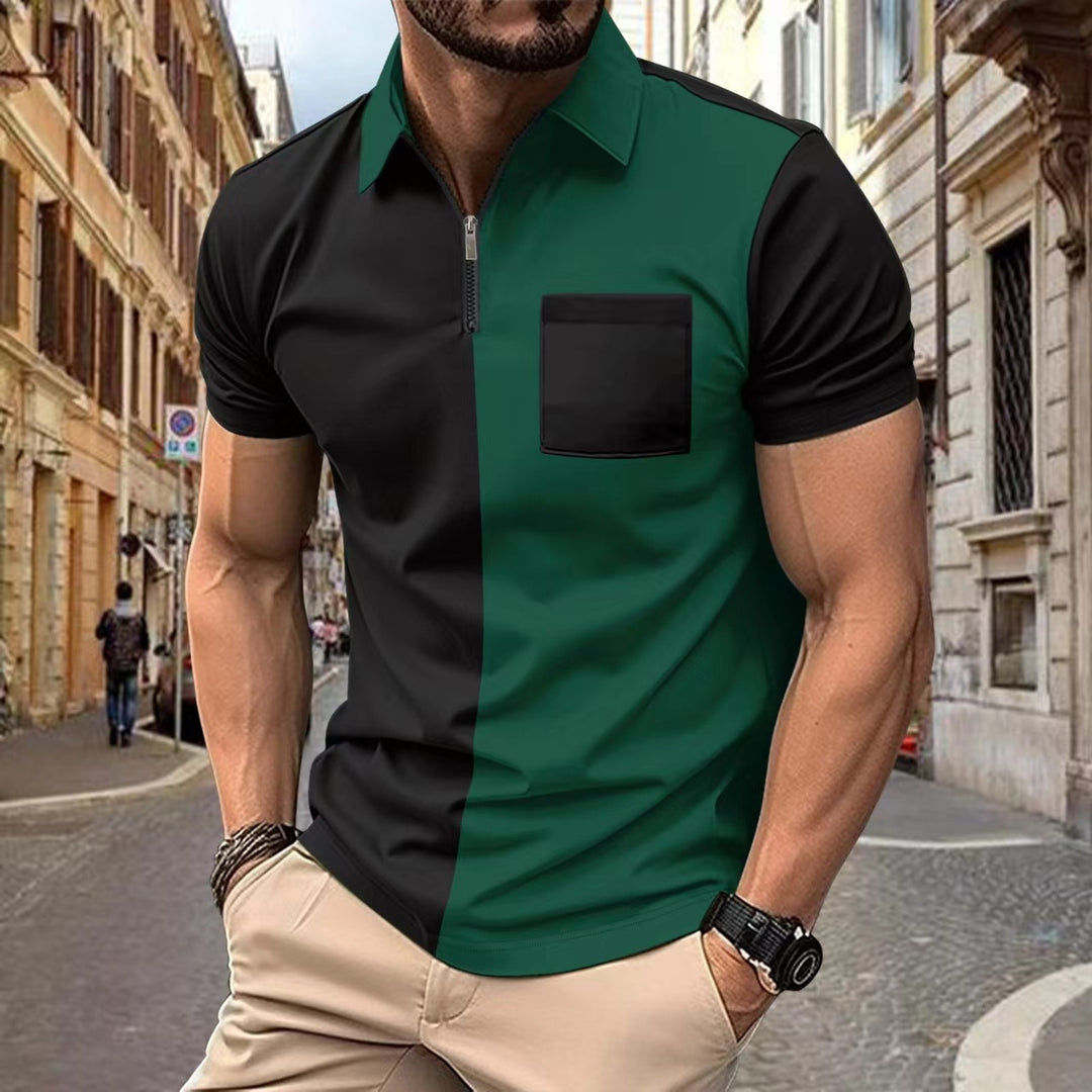Herren Polo-Shirt med moderne farveblokdesign Stilla