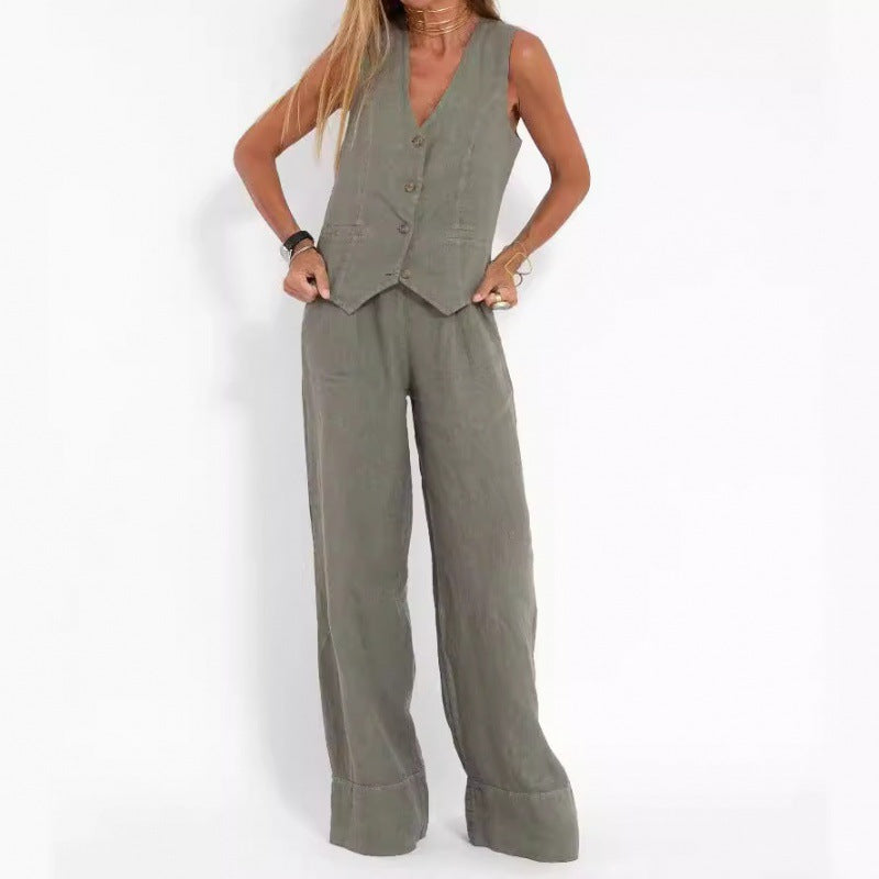 Dame elegant linned vest med knapdetaljering Stilla