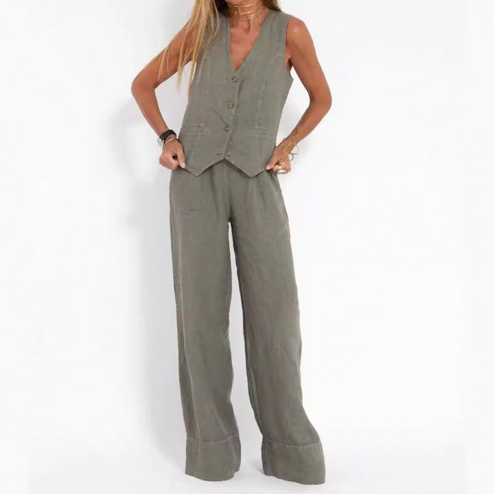 Dame elegant linned vest med knapdetaljering Stilla