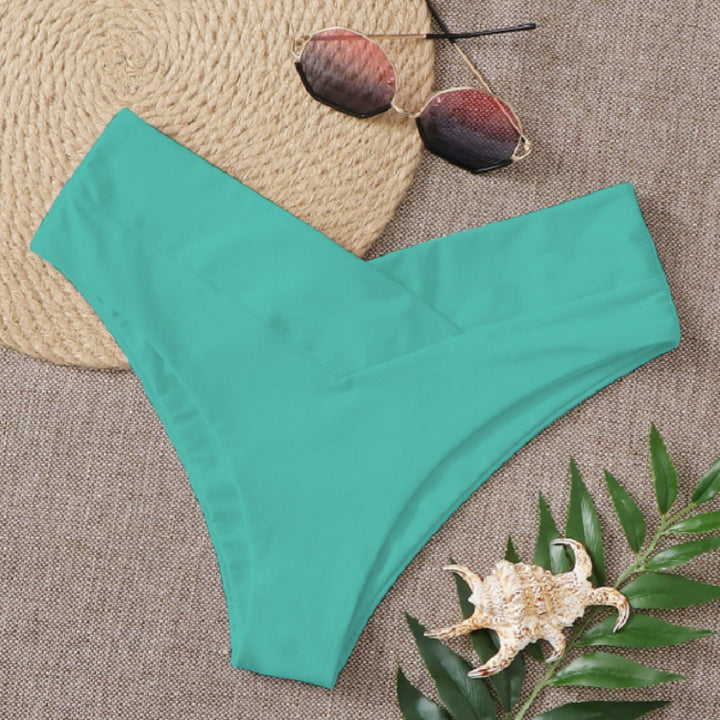 Dame bikini slip med høj talje og elegant V-udskæring Skovae