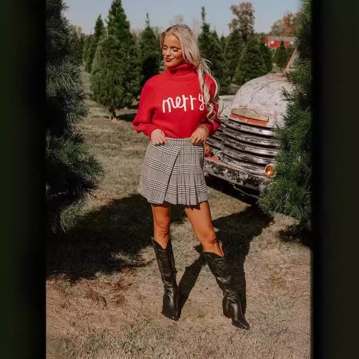Kvinders turtleneck sweater med festlig tekst Stilla