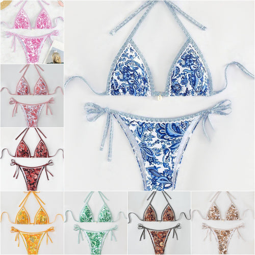 Dame Triangel-Bikini med stilfulde guldkantninger Skovae