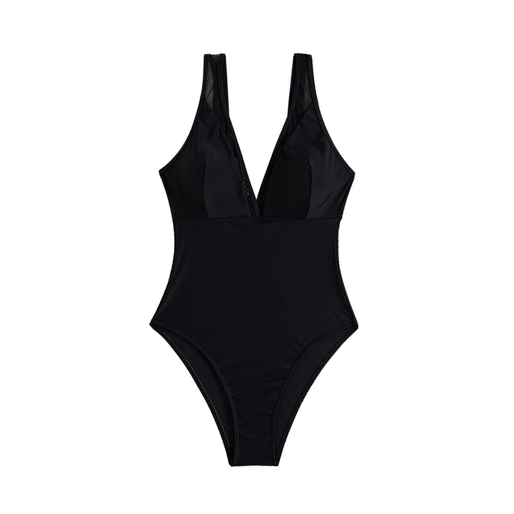Dame one-piece badedragt med dyb V-udskæring Skovae