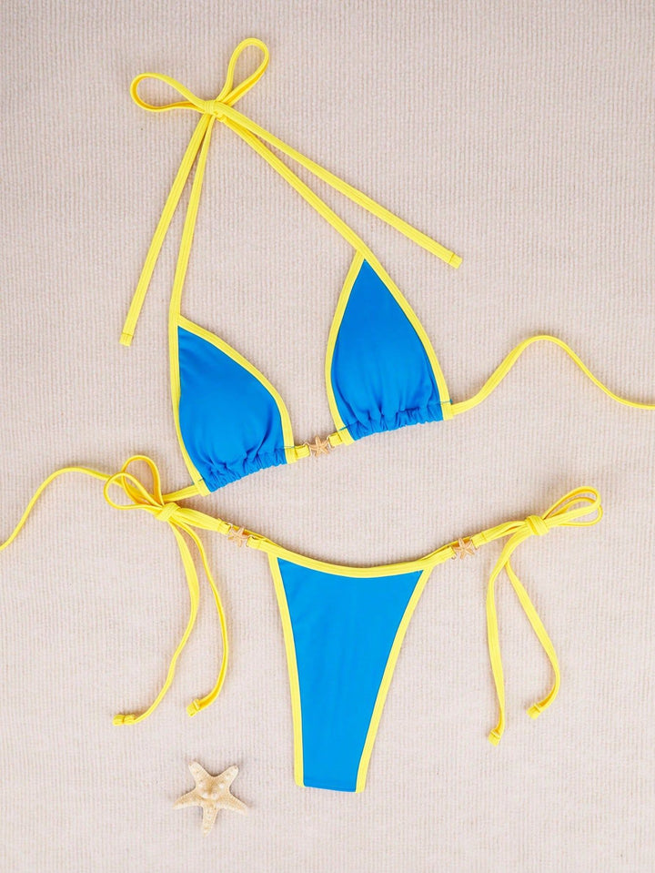 Dame Triangel-Bikini-Sæt med justerbare bånd og raffinerede detaljer Stilla