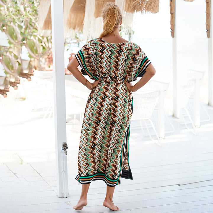 Dame Kaftan med moderne zigzag mønster Stilla