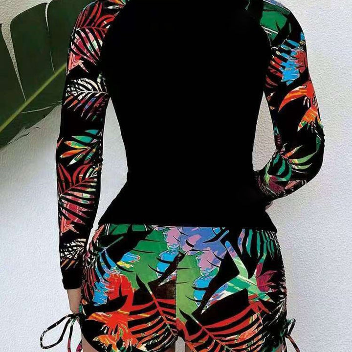 Dame Sporty Rashguard med langærmet og trendy tropemønster Stilla