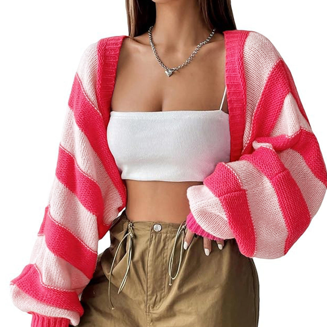 Dame Oversized Strik cardigan med iøjnefaldende stribemønster og afslappede ærmer Stilla