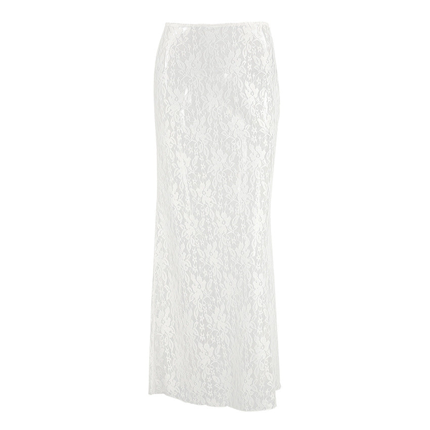 Dame spidssmaxiskørt med elegante transparenseffekter Stilla