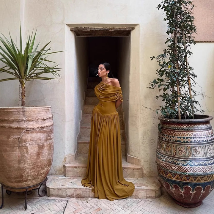Dame Maxikjole med elegante draperinger Stilla